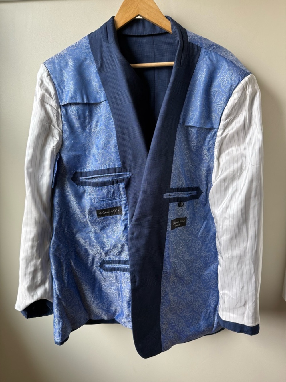SARTORIA TOSI Italy Handmade Blazer Jacket Plaid Blue Preppy Super 150s Wool 48R - Picture 8 of 10